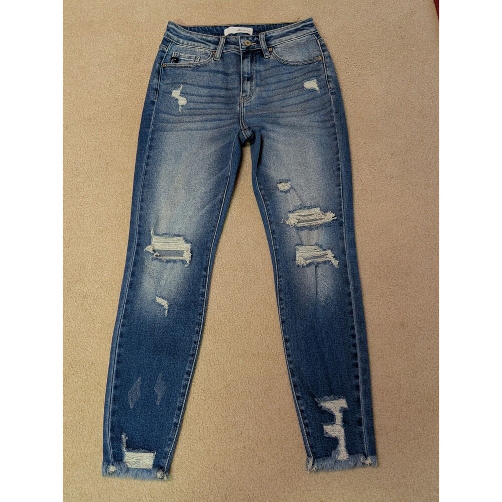 KanCan Light Wash Distressed Blue Skinny Jeans Stretch Mid Rise Denim Women 27